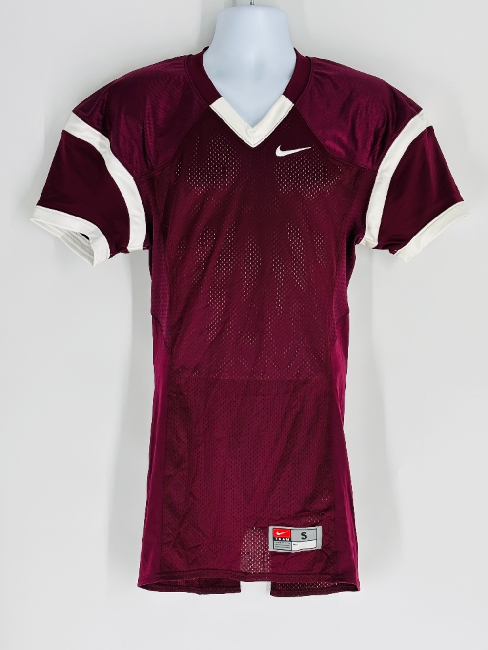 NWT Nike Mens Football Athletic Practice Mesh Jersey Burgundy / White Size: S